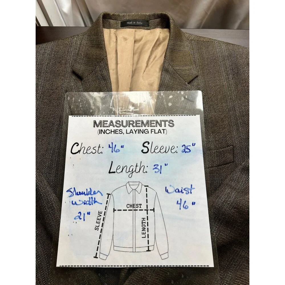 Lauren Ralph Lauren Blazer Mens 44R Brown Herringbone Wool Sport Coat Ivy League